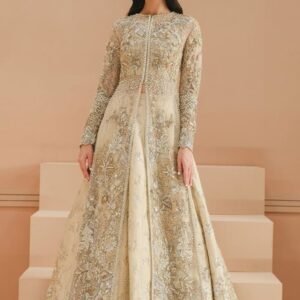 champagne gold bridal indowestern